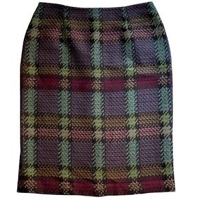 NWT Bill Blass New York Multi Patchwork Jacquard Pencil Skirt Women's 10